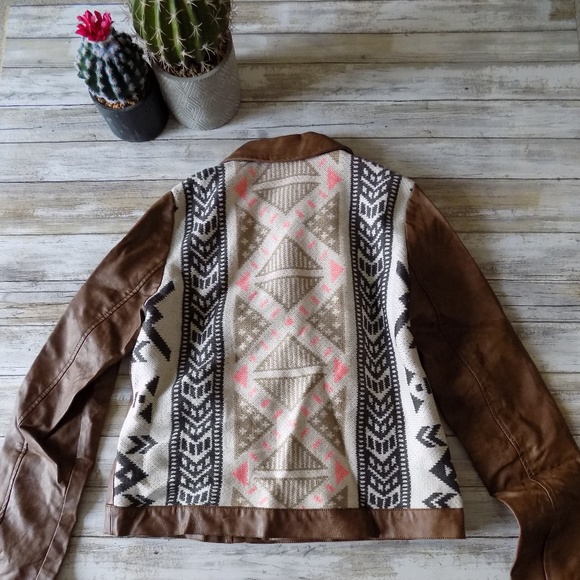 Small Nordstrom Vegan Leather Jacket Moto - Picture 1 of 3